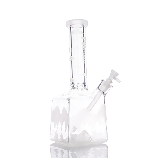 MK100 Glass Icy Mountain Sand Blasted 14" Beaker Bong - TND