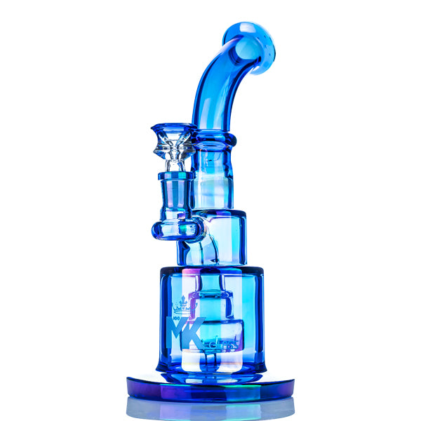 MK100 Glass Electroplated Blue Cake 9" Mini Bong - TND