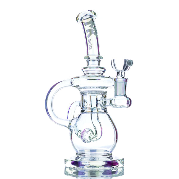 MK100 Glass Electroplated Pearl Astro Recycler 8" Mini Bong - TOKE N DAB