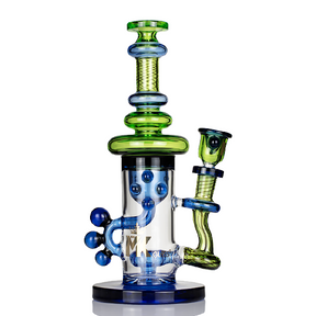 MK100 Glass 11" Molecule Klein Recycler Bong - TND