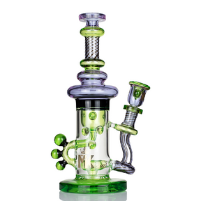 MK100 Glass 11" Molecule Klein Recycler Bong - TND