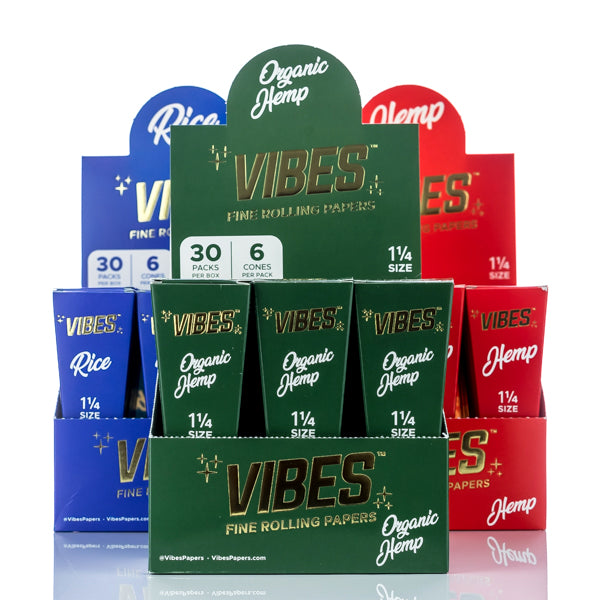 VIBES 1 1/4 Pre-Roll Cone - 6 Pack - Case of 30 - TOKE N DAB